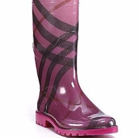 Burberry Raspberry pink plaid Rainboots Italy EU39 - Picture 3 of 3